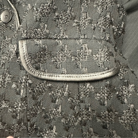 Albert Nipon Textured Black Blazer & Pant Suit Set With Leather Trim - Picture 12 of 16